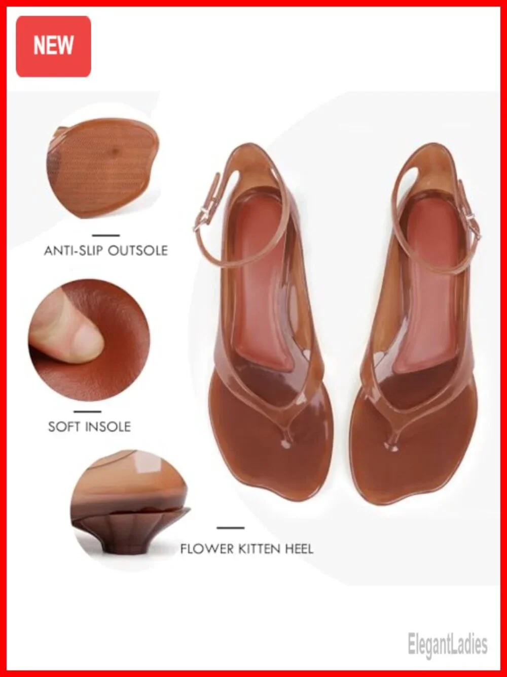 KISSASA Jelly Kitten Heel Thong Sandals Flip Flop Summer Dress Shoes